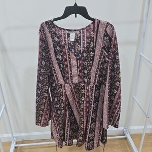 American Rag Long Sleeve Floral Dress - Pink and Black